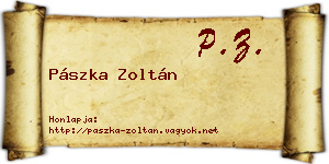 Pászka Zoltán névjegykártya